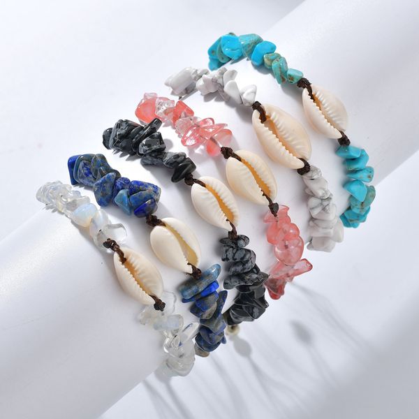 

classic natural stone crystal shell handmade bracelet for girls gifts exquisite buckle natural bracelet women's party jewelry, Golden;silver