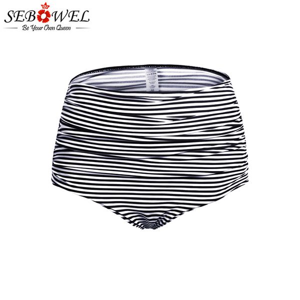 

sebowel 2019 black white striped high waisted bikini bottom women swimming shorts female summer bikini panties swim briefs