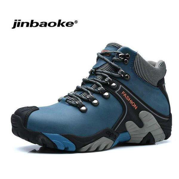 

genuine leather winter hiking shoes waterproof warm fur snow boots outdoor climbing shoes anti-slip trekking hunting boot