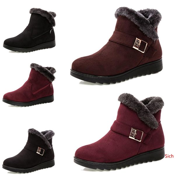 

non-brand fashion winter women boots triple black red brown suede snow ankle boots outdoor comfortable shoes keep warm 35-40 style 13