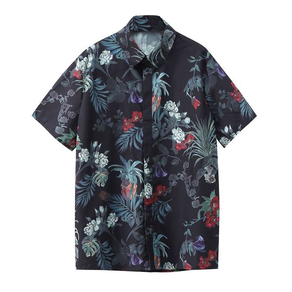 

feitong mens printed beach shirts hawaiian shirt male casual camisa masculina short sleeve summer men clothes 2019 #w30, White;black