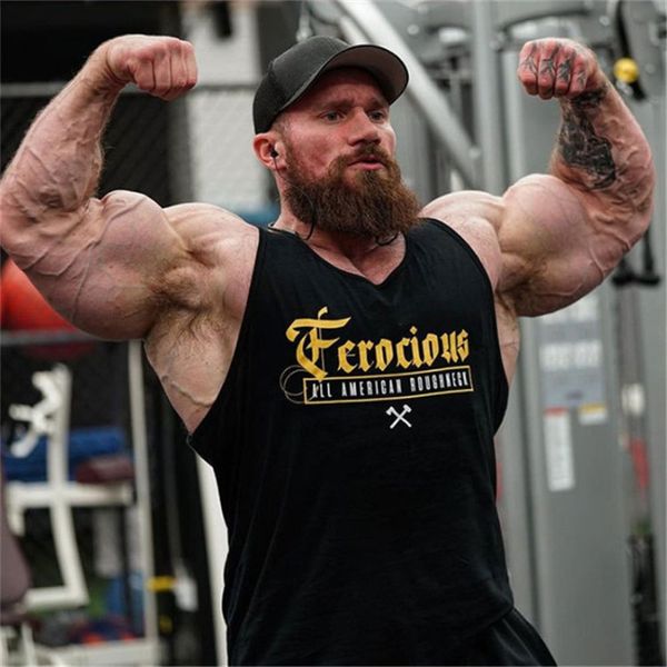 

2018 gyms stringer clothing bodybuilding tank men fitness singlet sleeveless shirt solid cotton muscle vest undershirt, White;black