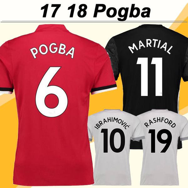 

2017 18 lukaku ibrahimovic mens soccer jerseys pogba home 3rd away soccer shirt martial football shirts mata short sleeve uniforms, Black;yellow