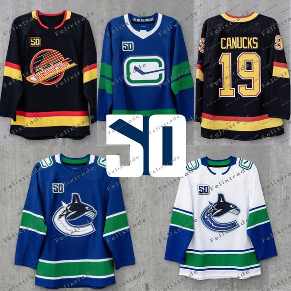 

50th Season Patch Vancouver Canucks Elias Pettersson Bo Horvat Brock Boeser Antoine Roussel Alexander Edler Jake Virtanen Roussel Jersey