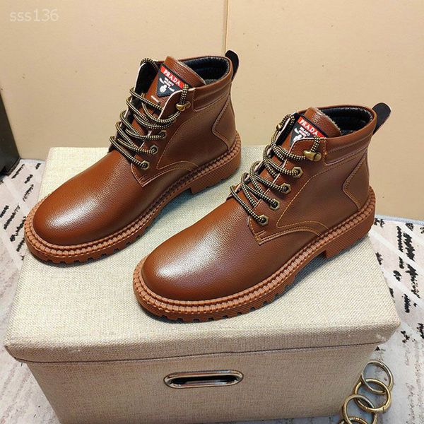 

winter plus velvet warm cotton shoes to increase men's shoe men's martin boots men's high-snow overalls leather shoe, Black