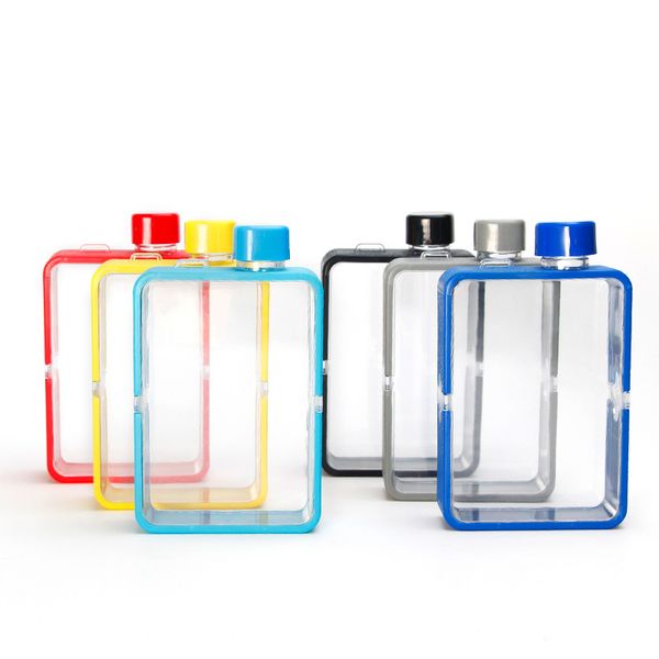 

unique candy pure color a5 notebook paper square flat plastic water bottle ,bpa free