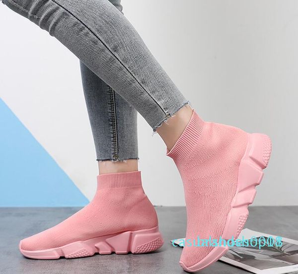 

2019 new designer casual sock shoes brand speed trainer pink black red triple black fashion socks trainer shoes 36-45 c18