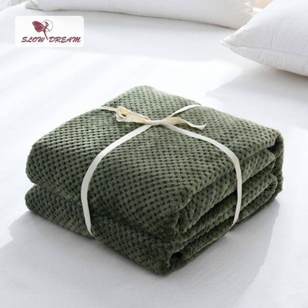 

slowdream modern green flannel pineapple blanket aircraft sofa office use blanket car travel cover throw for couch