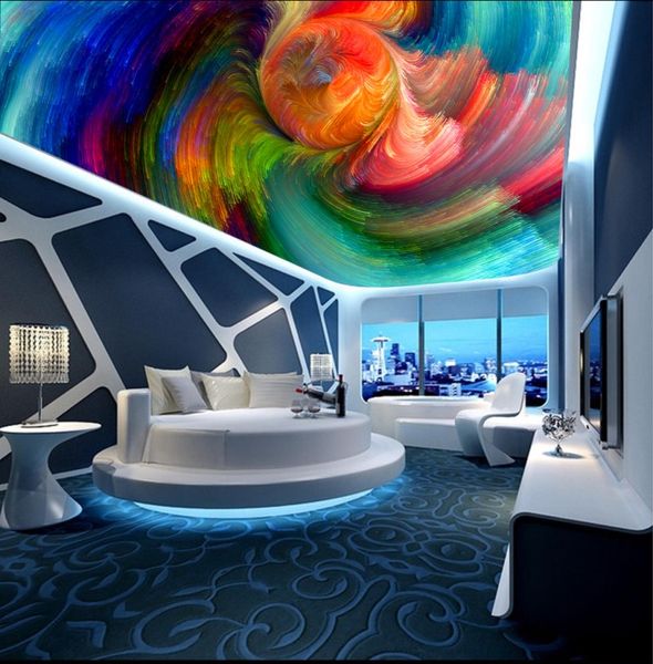 

abstract colorful spiral radiant fashion ceiling murals living room bedroom ceiling mural decor