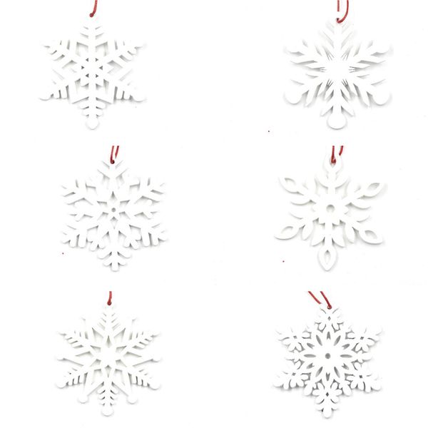 

6pcs snowflower shape home holiday small christmas pendant diy craft hanging office festival decoration wooden lightweight props