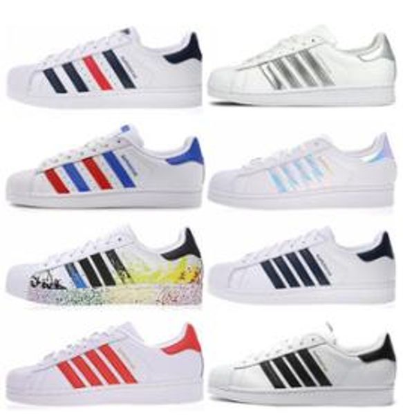 

2020 year's originals superstar white hologram iridescent junior superstars 80s pride sneakers super star women men sport casual shoes, Black