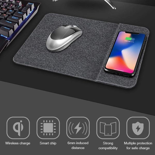 

qi-certified fast wireless charging mouse pad foldable phone standing design with 2 x 10w coils for iphone