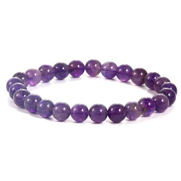 

2020 handmade gem semi precious gemstone 8mm round beads stretch bracelets for women men natural amethyst bracelets jewelry wholesale, Black