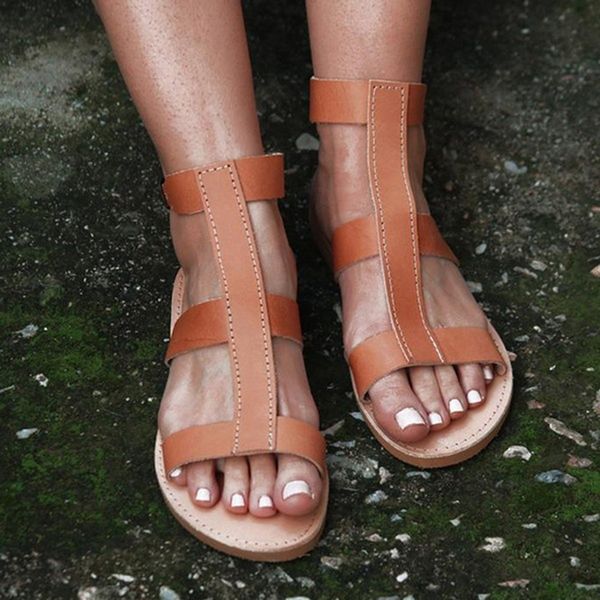 

beach sandals women fashion flats shoes large size female roman sandalias mujer 2020 new, Black