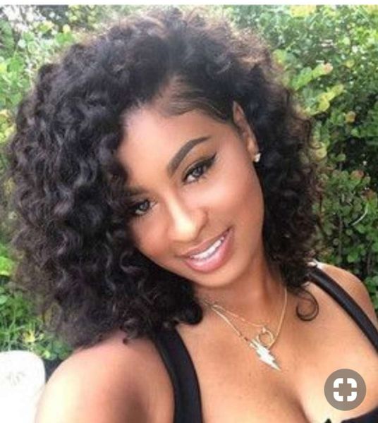 Short Curly Bob Hairstyle Brazilian Virgin Hair 360 Lace Front Wig