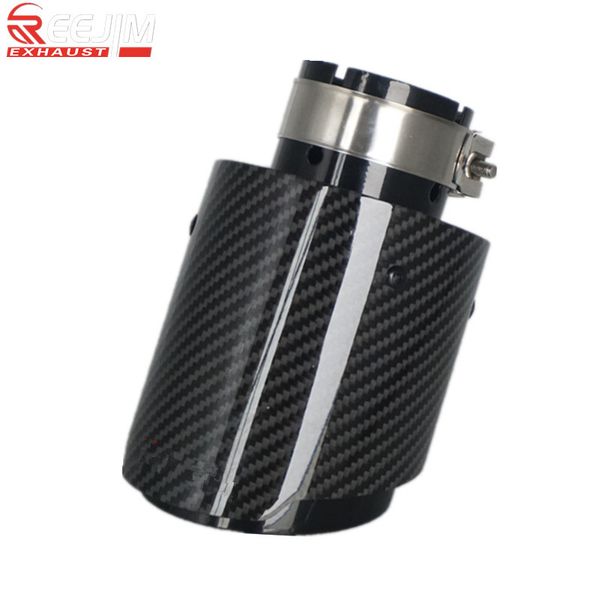 

1 piece universal glossy black carbon fiber akrapovic exhaust tip muffler end pipe for volkswagen benz car styling