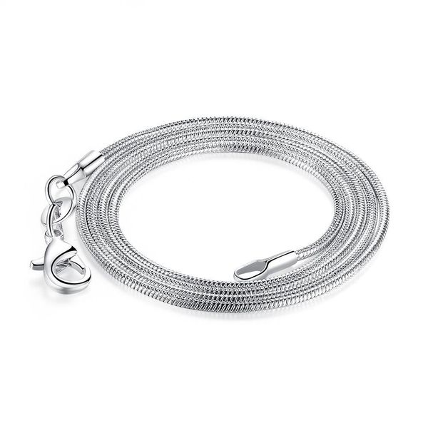 

big promotion 1mm 925 silver snake chain necklace with lobster clasps jewelry chains for pendant diy 16inch to 24 inch 100pcs lot