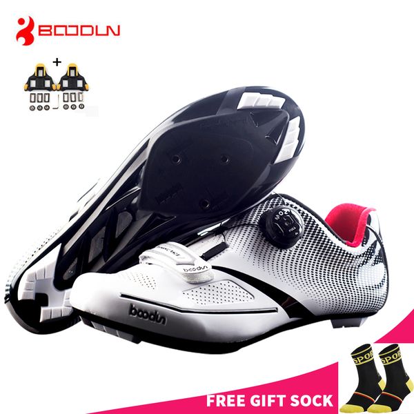 

from usa boodun men's cycling shoes breathable pro self-locking road bike bicycle shoes mountain mtb, Black