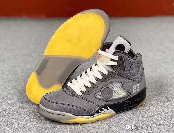 

authentic off air 5 white retro men basketball shoes black muslin textile mesh upper 3m reflective 5s sports sneakers ct8480-001