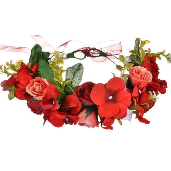 

christmas headdress big red rose flower headband bridal wreath hair band