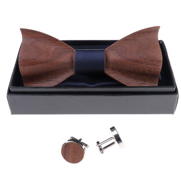 1 conjunto de gravata de madeira com bolso quadrado, abotoaduras de madeira, acessórios masculinos, casamento, moda, laços de madeira, conjunto