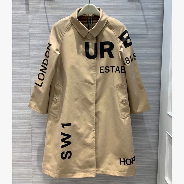

women's trench coats gabardine long windbreaker belt waterproof new english style autumn winter solid color british letter printing 91z, Tan;black