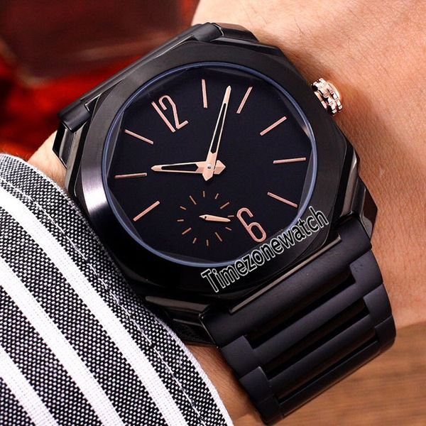 

new octo finissimo 103077 pvd steel all black dial automatic mens watch stainless steel bracelet sports watches timezonewatch e15d4, Slivery;brown