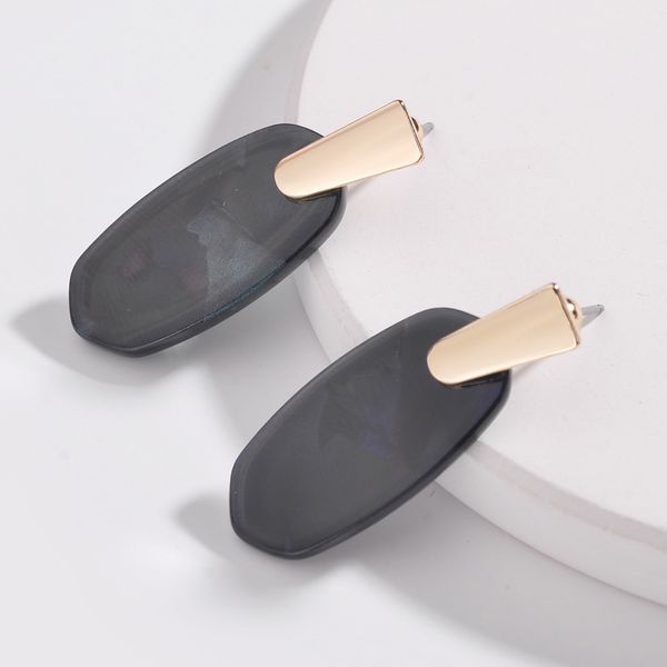 

2019 fall trendy fashion alloy geometric ellipse shape acrylic ear stud earrings for women, Silver