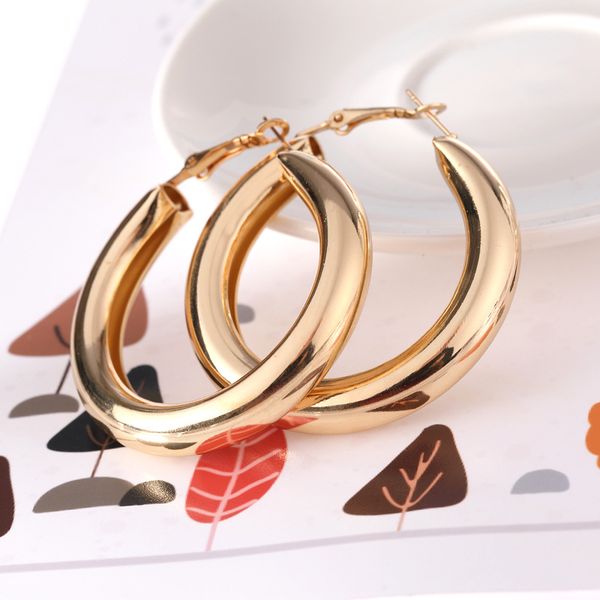 

women hoop earrings creative fashion geometric big circle over size round earrings simple dangle jewelry ear accessories, Golden;silver