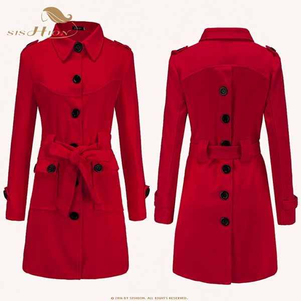 

sishion winter slim single breasted overcoat coat vintage women wool blends coat qy0330 long outerwear for women plus size, Black