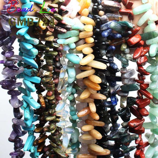 

natural stone beads 15-20mm stick shape turquoises amethysts agates loose spacer beads for jewelry making diy necklace 15 inch