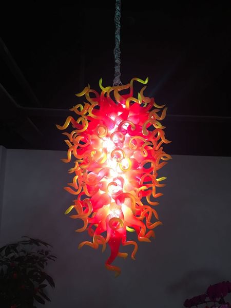 

pretty yellow and red color hand blown chandelier flower shape glass pendant lamp home dec lr1298