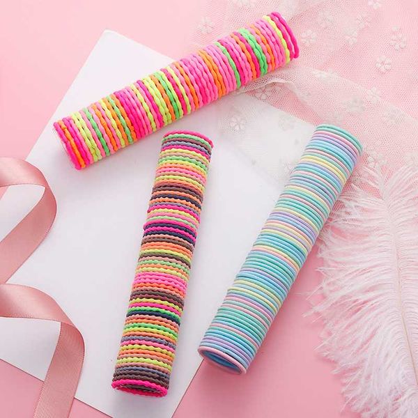

hair accessories 50pcs/set girls colorful spiral elastic band children cute ponytail holder rubber headband scrunchies, Slivery;white