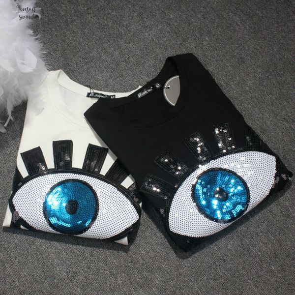 

аппликация рубашка chic женщин глаз лето блестка t бисероплетение тройники o шея хлопок смешанной короткий рукав sequined вышивка вскользь t, White