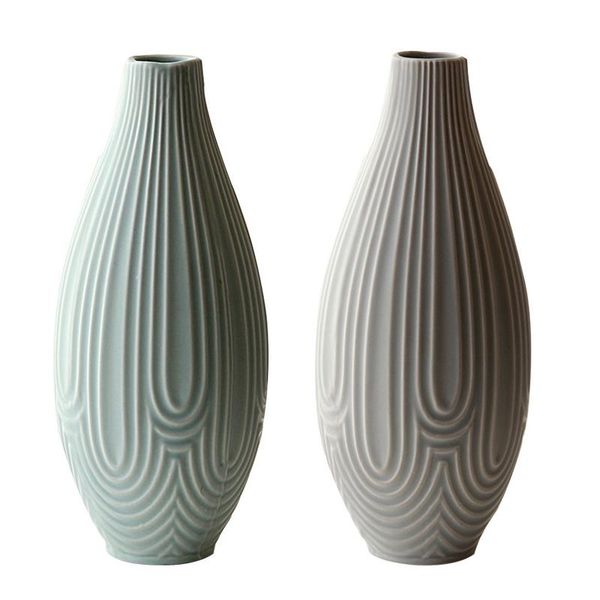 Augkun Nordic Soft Gray Blue Ceramic Vase Inserted Flower Home