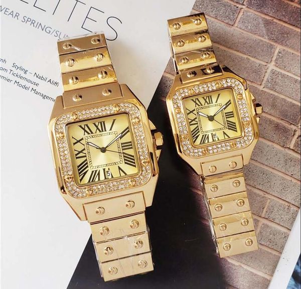 

Лучший бренд Пара Роскошные женские мужские часы Квадратные наручные часы "Квадр