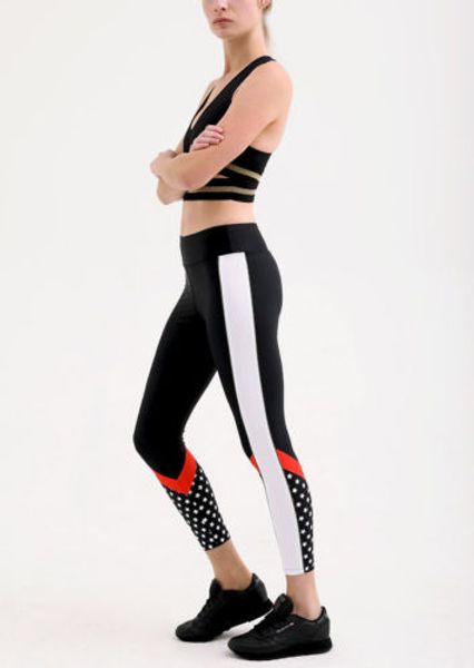 

2018 new women sportswear yoga pants workout gym fitness leggings high waist pants woman training wide elastic athletic clothes, White;red