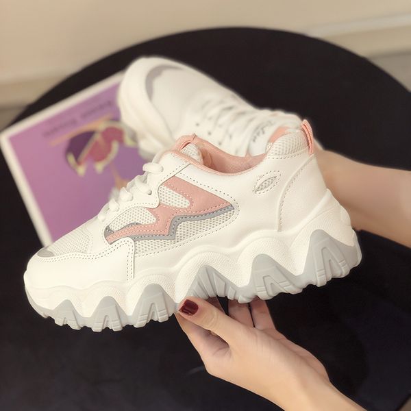 

fashion casual sneakers women walking europe station wave sole college student net red increase shoes very cool and trendy 2020