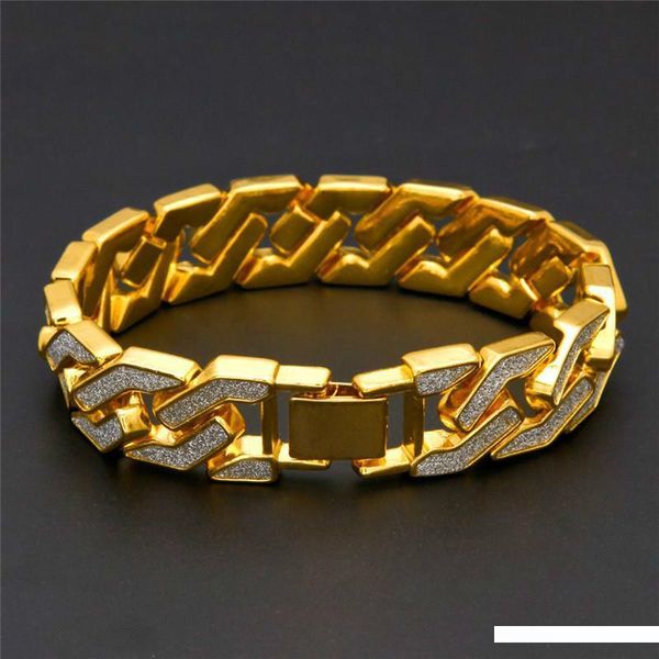 

cuban chain european bracelet for mens quality pop club accessories ice out hip hop bracelets gold plating bangle zircon chains charms, Black