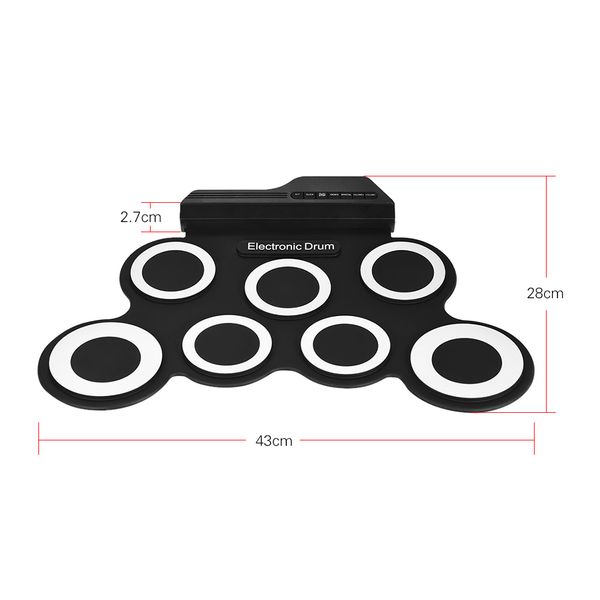 

portable electronic drum digital usb 7 pads roll up drum set silicone electric drum pad kit with drumstick foot pedal percussion