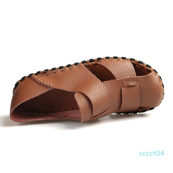 

genuine leather male beach sandalias masculina heren schoenen zapatos hombre loafers sapatos masculinos scarpe donna man shoes, Black