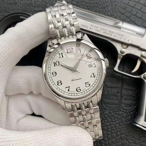 

2019 роскошный 3-контактный единый календарь механические мужские часы лучшие автоматические механические движения циферблат 42мм сверху мин, Slivery;brown