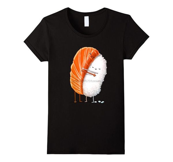 

sushi hug cute kawaii illustrative graphic t-shirt female perfect quality casual clothes for women female t shirt, White;black