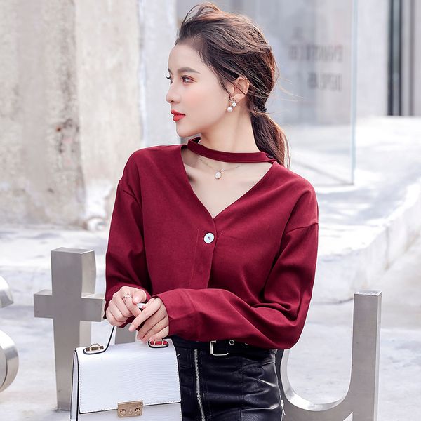 

bornladies summer red new style korean fashion v-neck shirt halter top, White