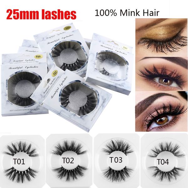 5D Cílios Falsos Soft Mink Hair 25mm Tira Completa Lashes Wispy Fluffy Long Lashes Eye Maquiagem Ferramentas Handmade Extensão Cílios