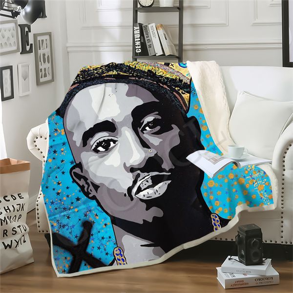 

тупак 2pac пледы смешная star singer одеяло 3d print double layer шерпа одеяло на кровати домашний текстиль сказочной стиль