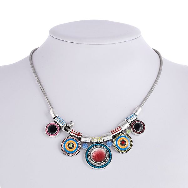 

Choker Necklace Fashion Ethnic Collares Vintage Silver Plated Chain Bead Pendant Statement Necklace For Women Jewelry