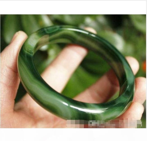 

wholesale - beloved natural beautiful green jade bracelet bangle big size 70mm box, Silver