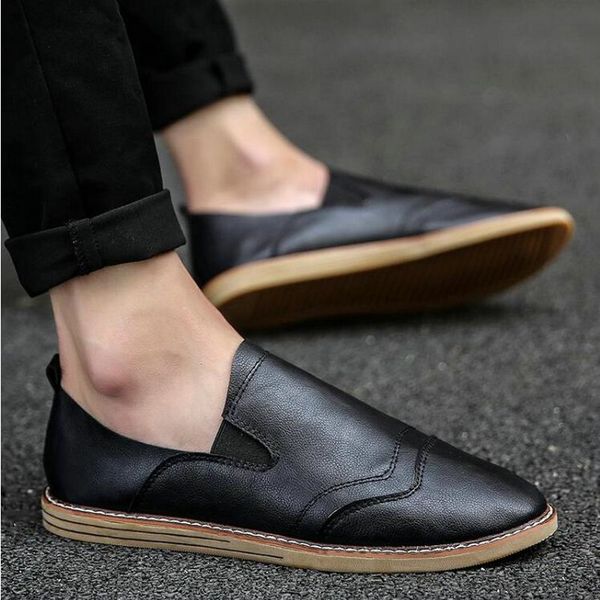

new 2018 spring fashion men loafers men red white black leather men's casual shoes handmade breathable flats shoes ld-77