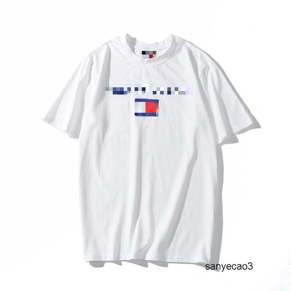 

tommy hilfiger мужской дизайнер tom fashion new summer с короткими рукавами, буквенный принт, геометрический принт круглый вырез футболки, п, White;black